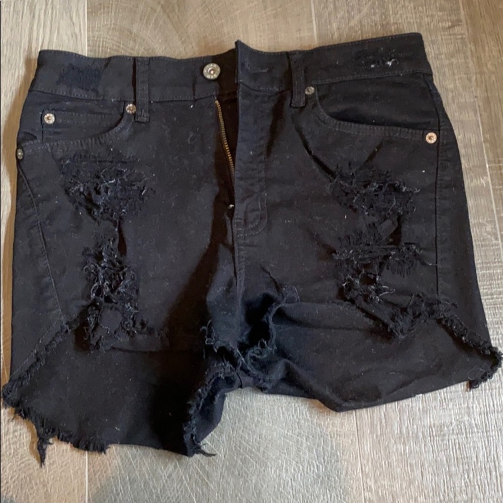 Carmar High waisted black jean shorts